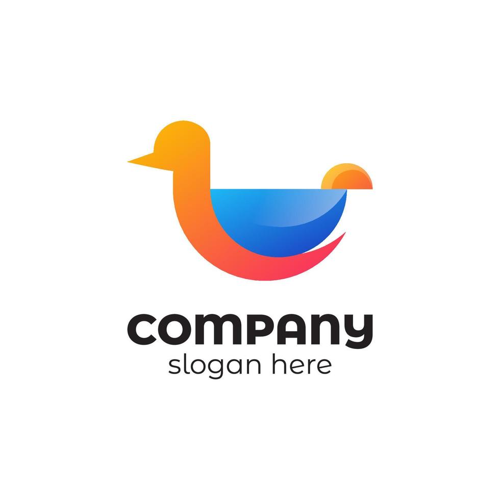 abstract gradient duck logo design, icon symbol vector animal logo