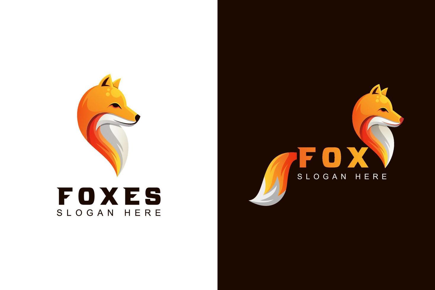 animal fox or foxes logo design two version vector template