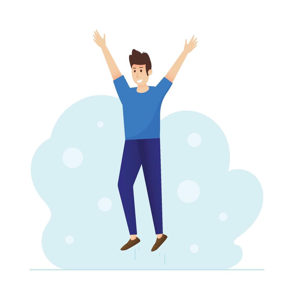 Happy man is jumping. Vector illustration.