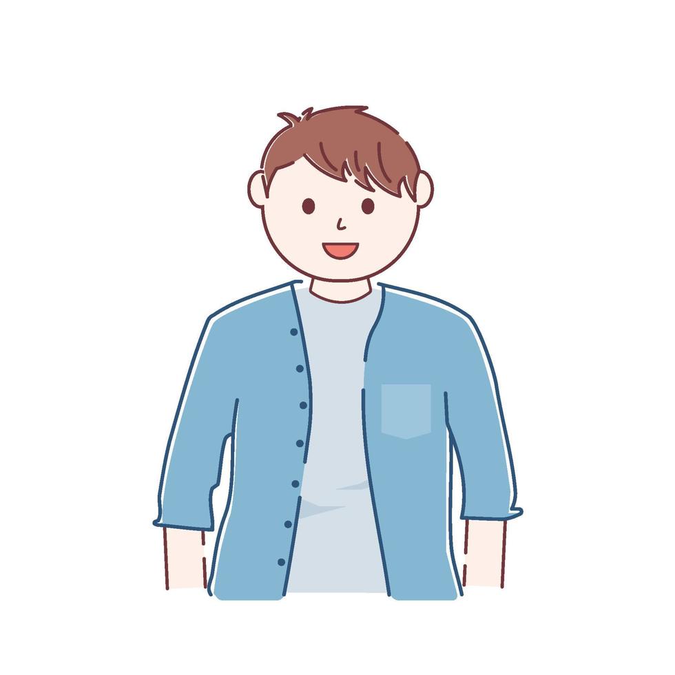 Boy is laughing out loud. flat design style vector illustration.