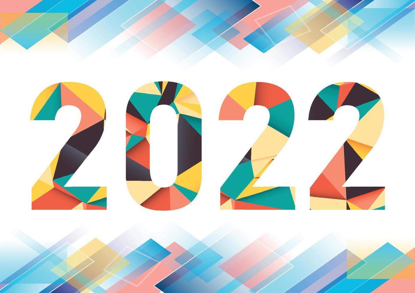 números poligonales abstractos para el nuevo año 2022 con textura. plantilla futurista moderna para 2022 aislada sobre fondo blanco. ilustración vectorial vector