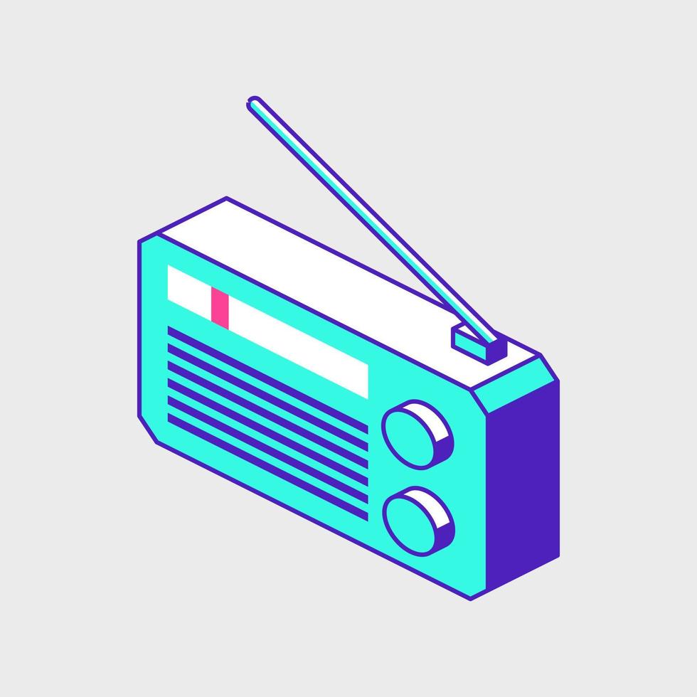 Radio player isometric vector icon illustration