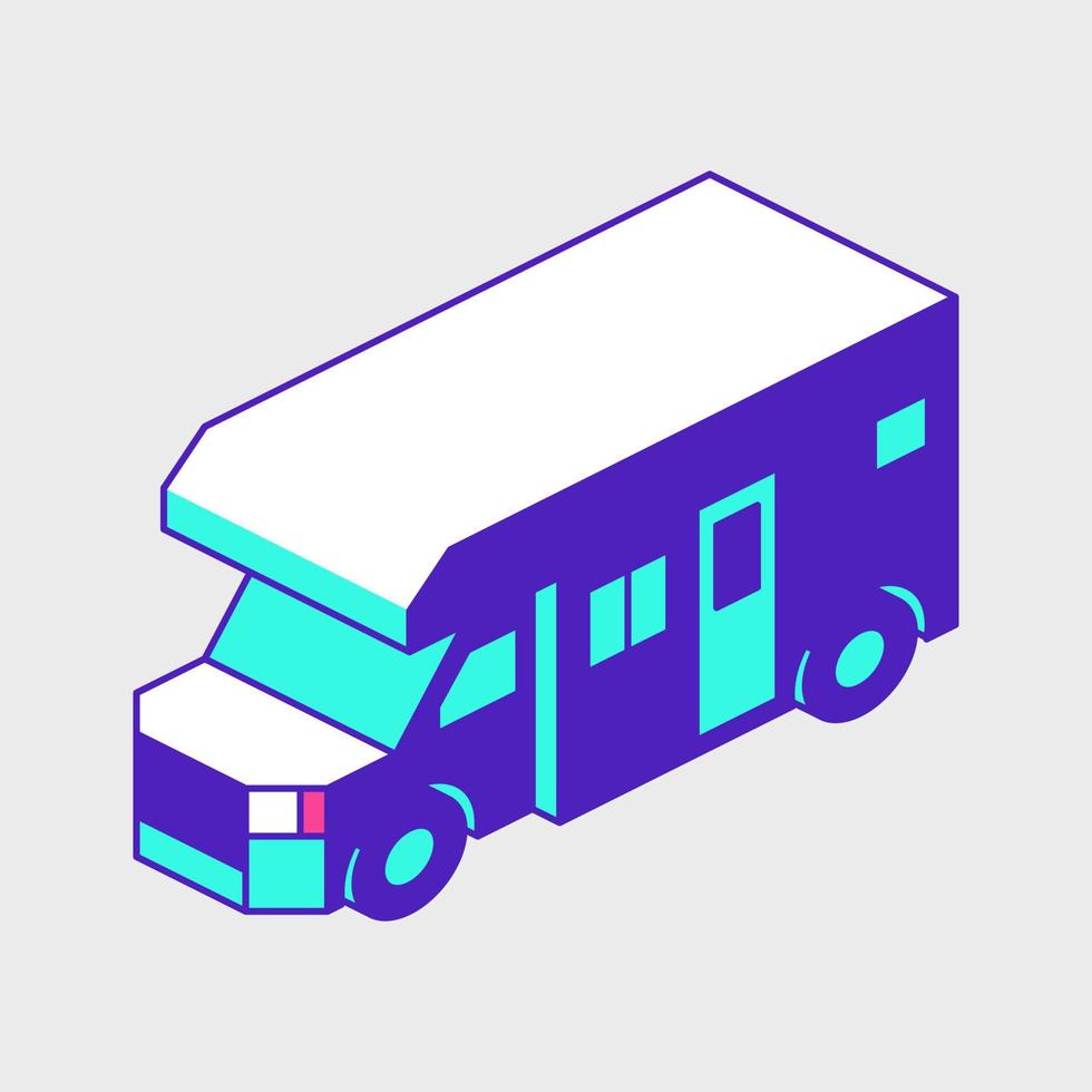 RV camper van isometric vector icon illustration