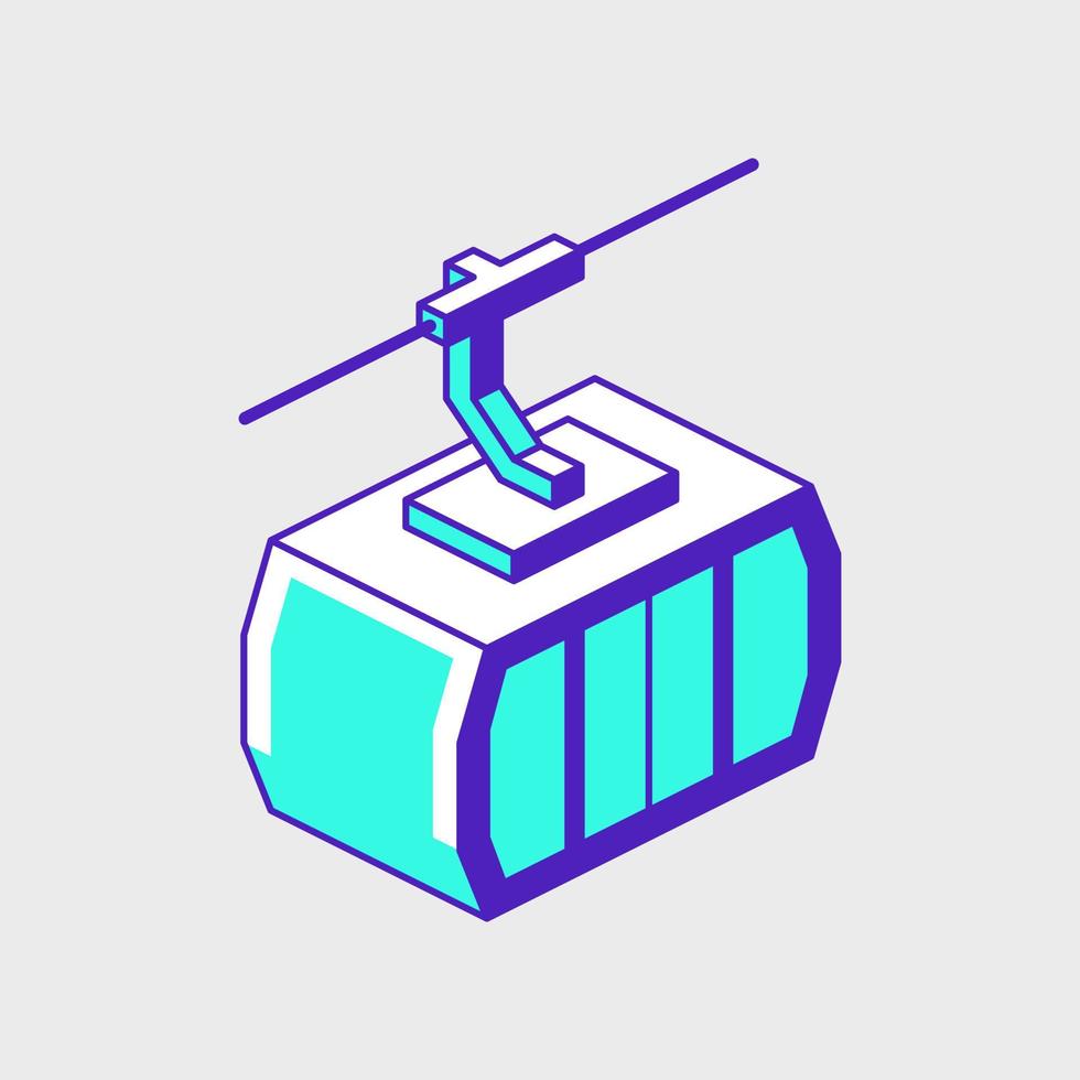 Cable car or gondola isometric vector icon illustration