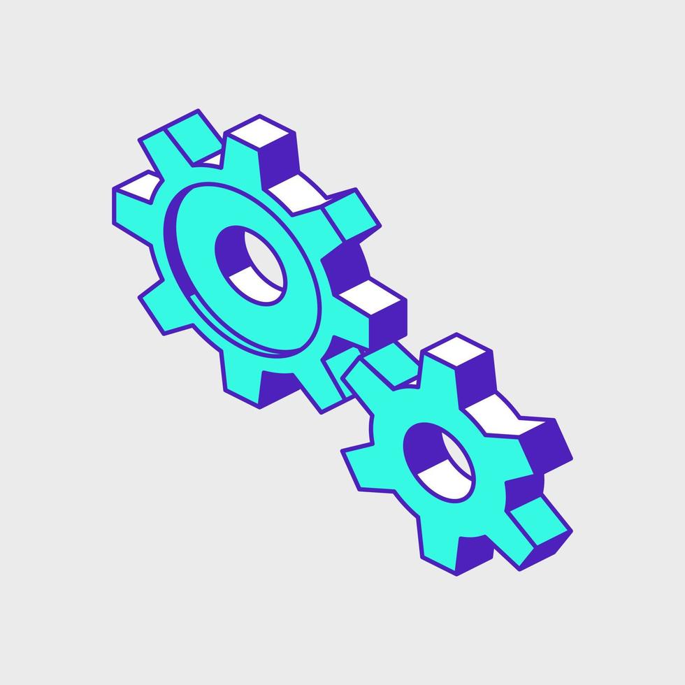 Gears or cogs isometric vector icon illustration