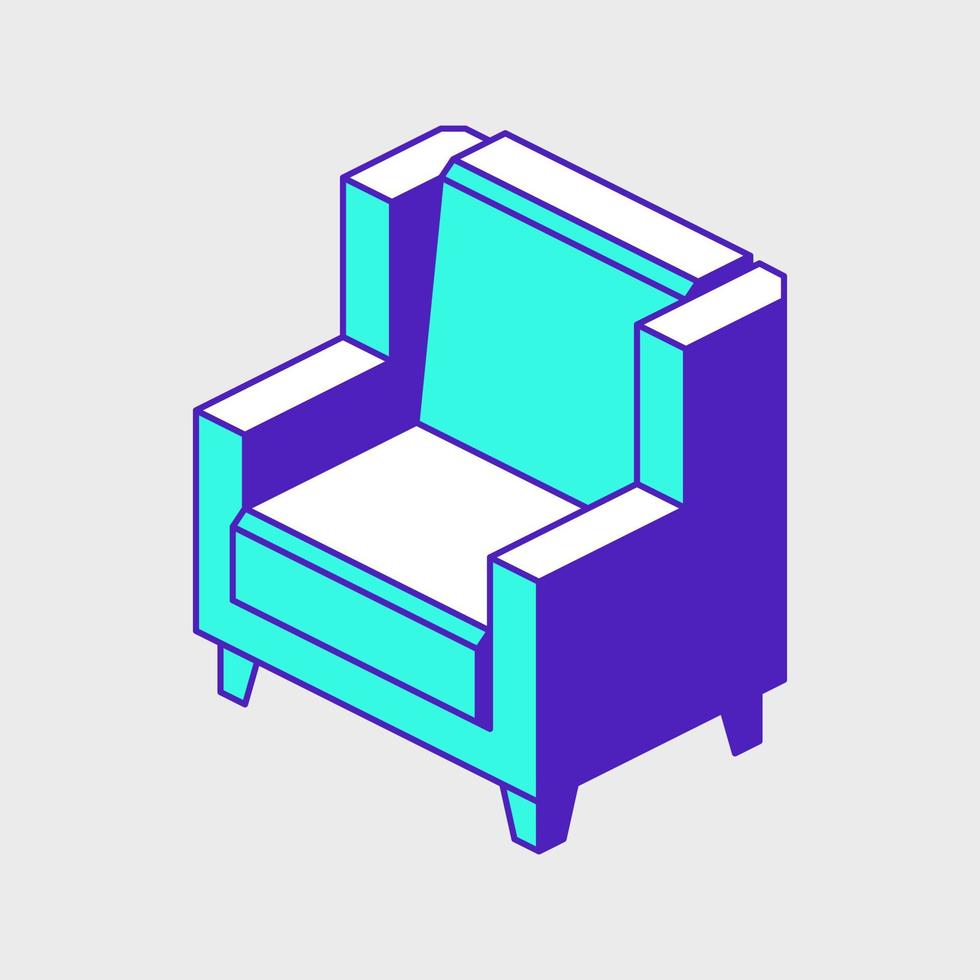 Single sofa armchair isometric vector icon illustration