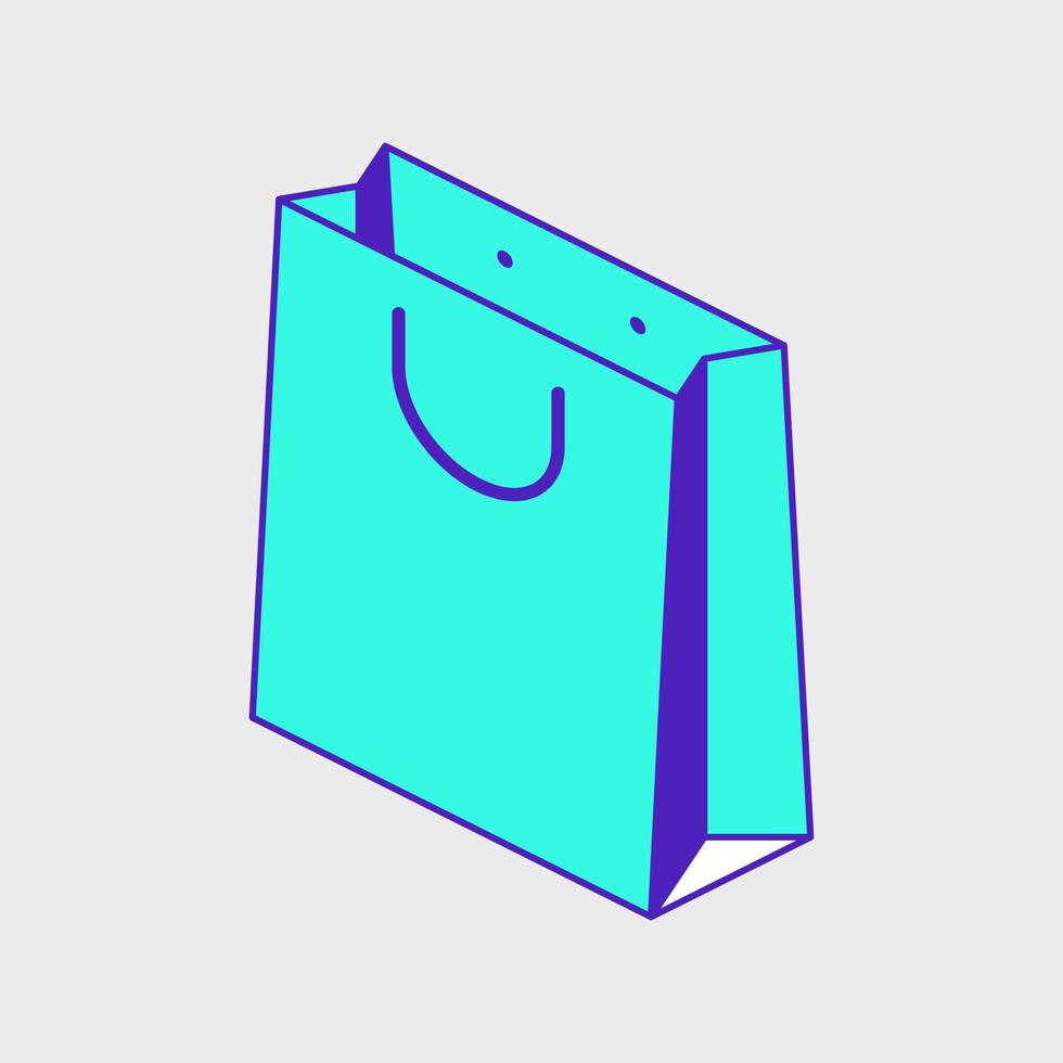 Shopping paper bag isometric vector icon illustration