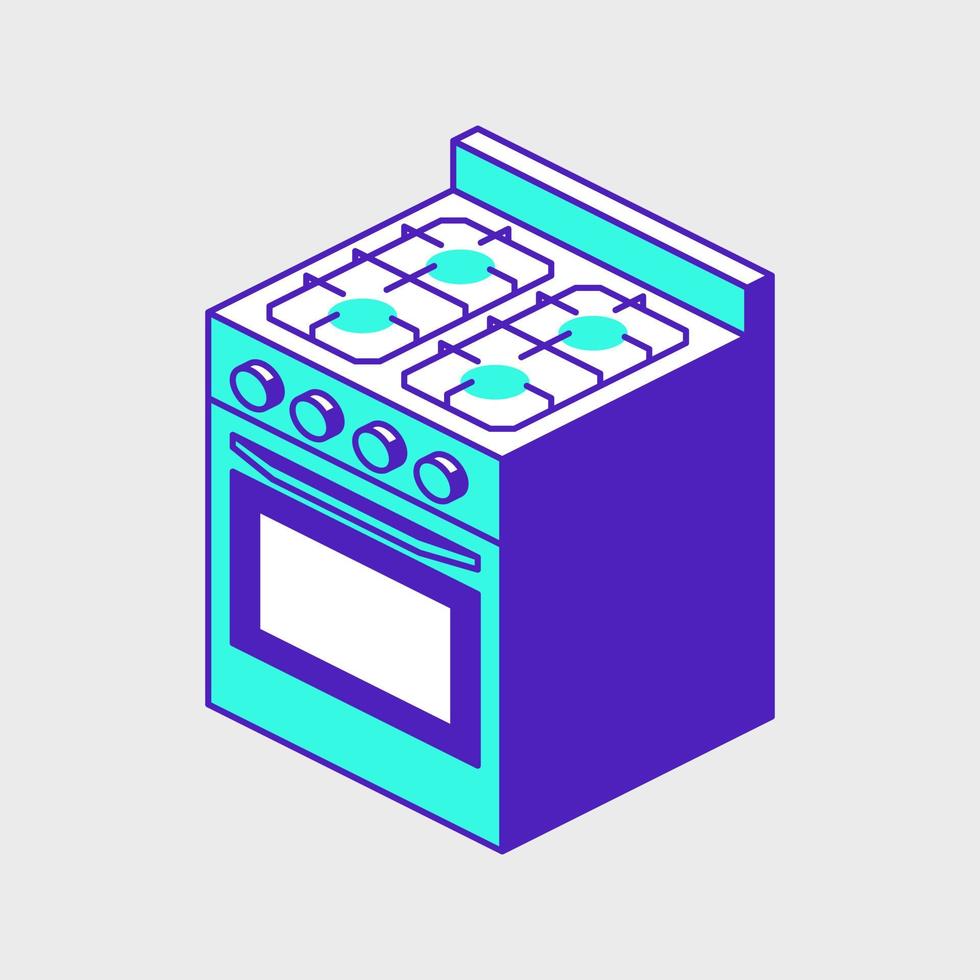 Stove top oven isometric vector icon illustration