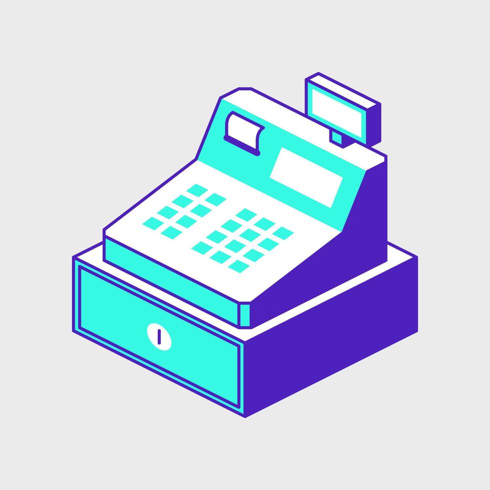 Cash register isometric vector icon illustration