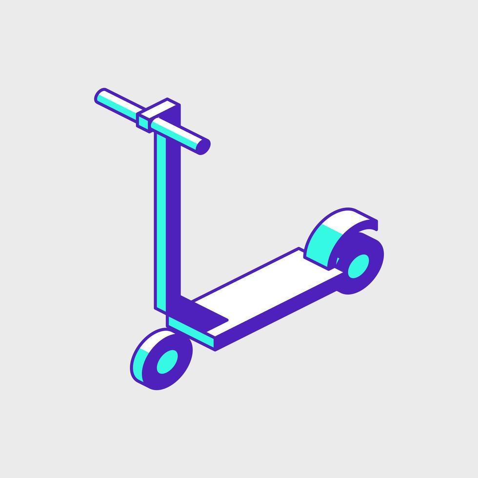 Kick electric scooter isometric vector icon illustration