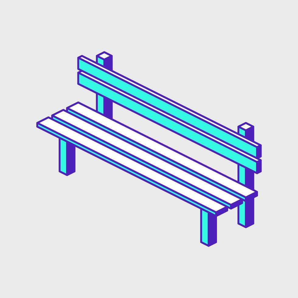 Park bench isometric vector icon illustration