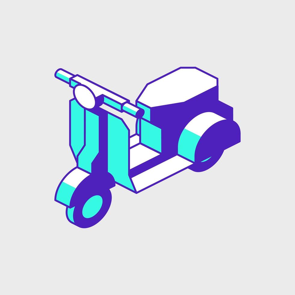 Motorcycle moped scooter isometric vector icon illustration