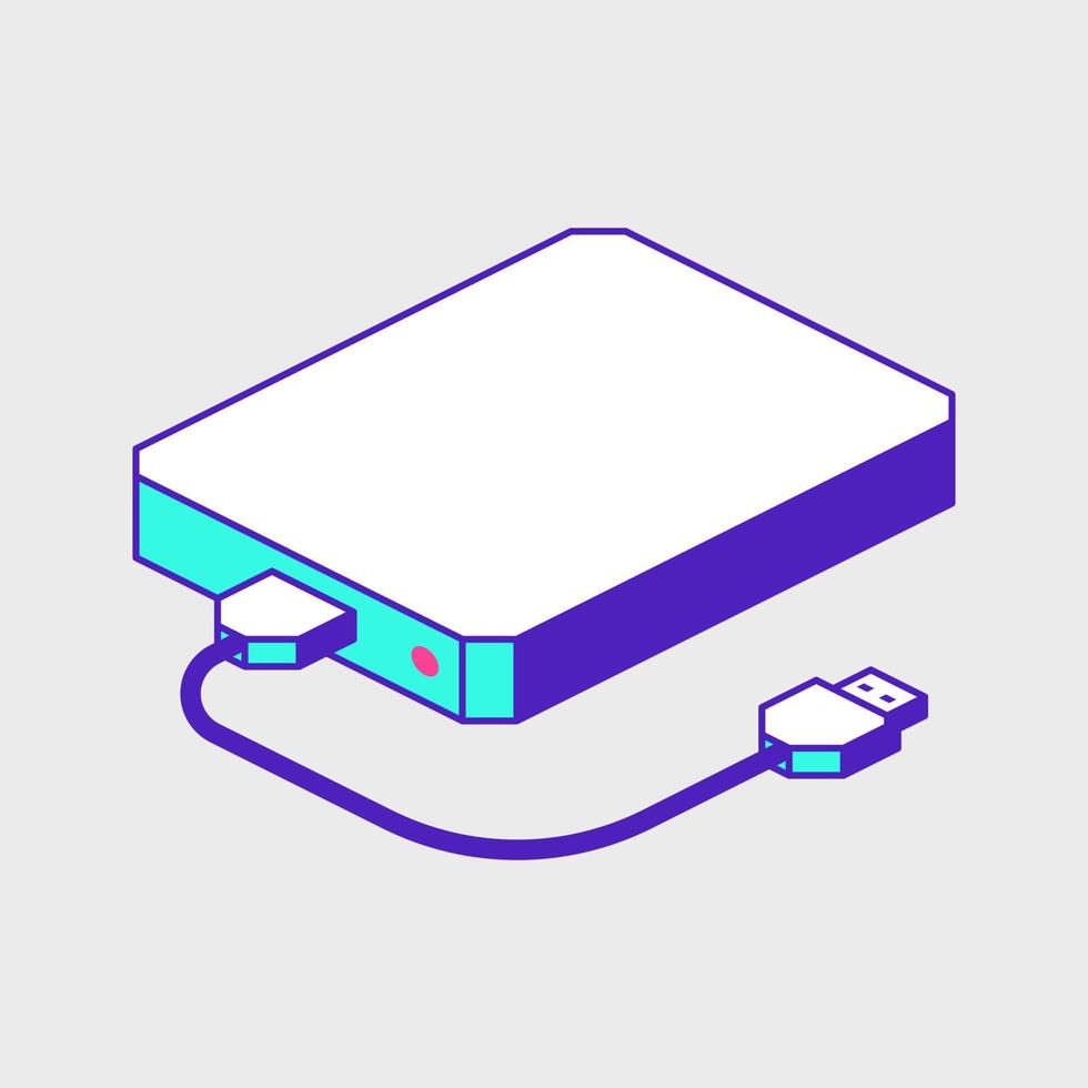 External hard drive isometric vector icon illustration