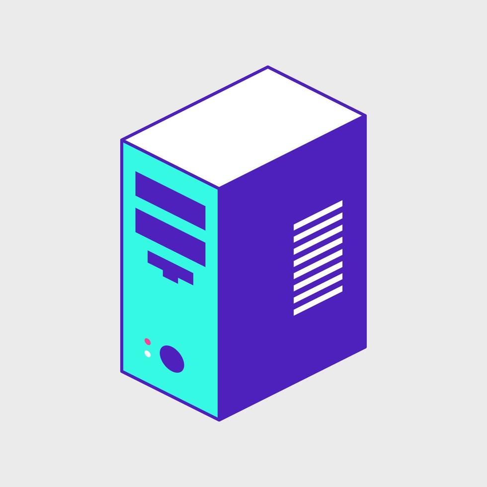 PC tower isometric vector icon illustration