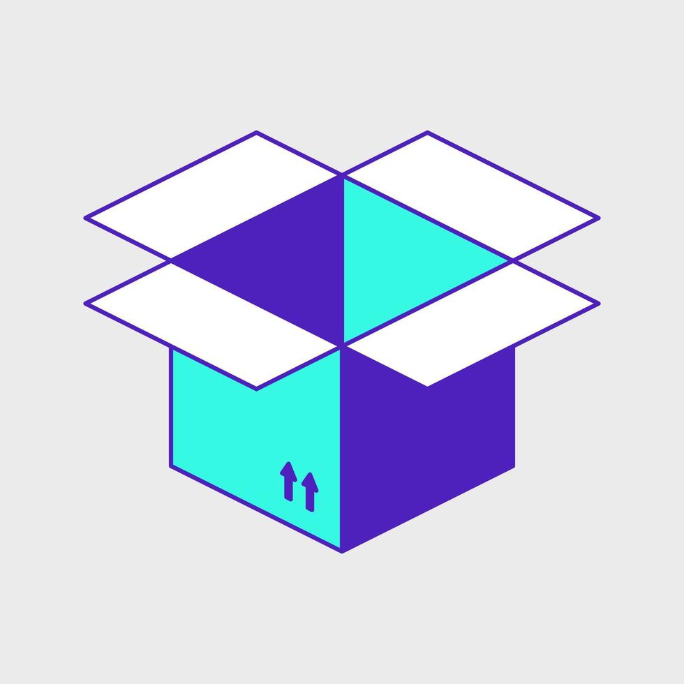 Opened box isometric vector icon illustration