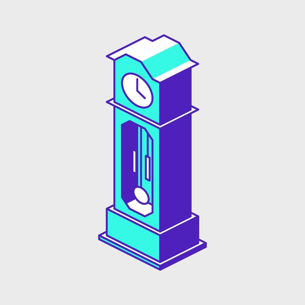 Grandfather clock isometric vector icon illustration