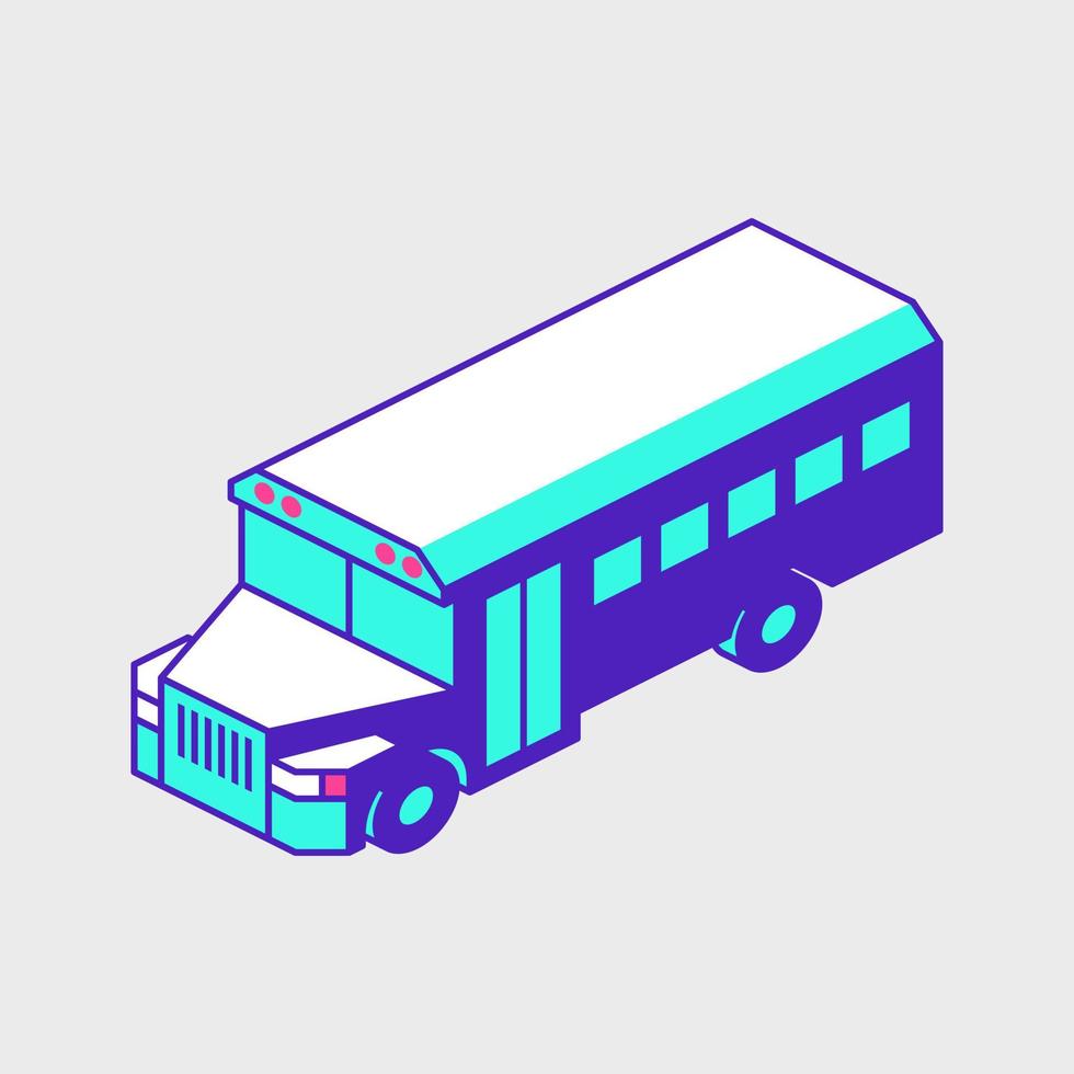ilustración de icono de vector isométrico de autobús escolar