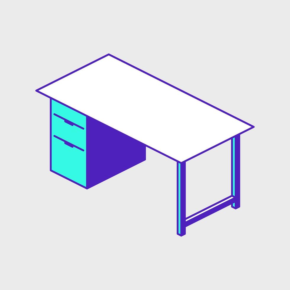 Office work desk isometric vector icon illustration