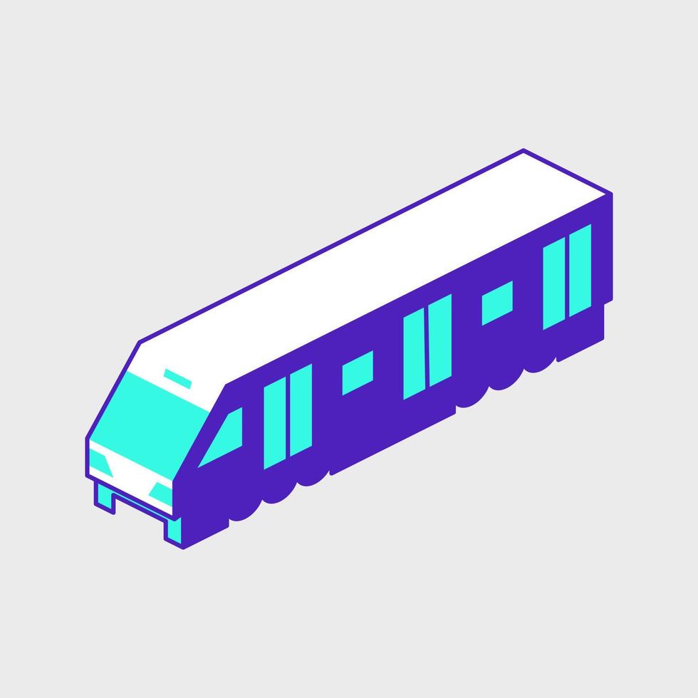 Public subway train isometric vector icon illustration