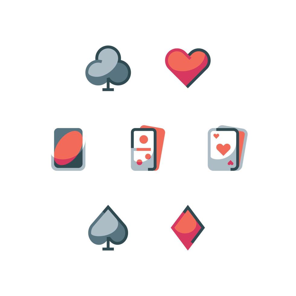 juego de iconos de juegos de cartas con iconos vectoriales dominó y uno vector