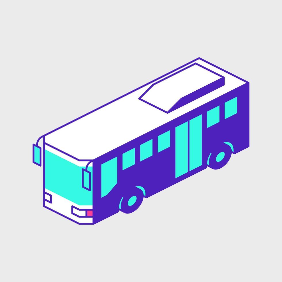 ilustración de icono de vector isométrico de autobús público