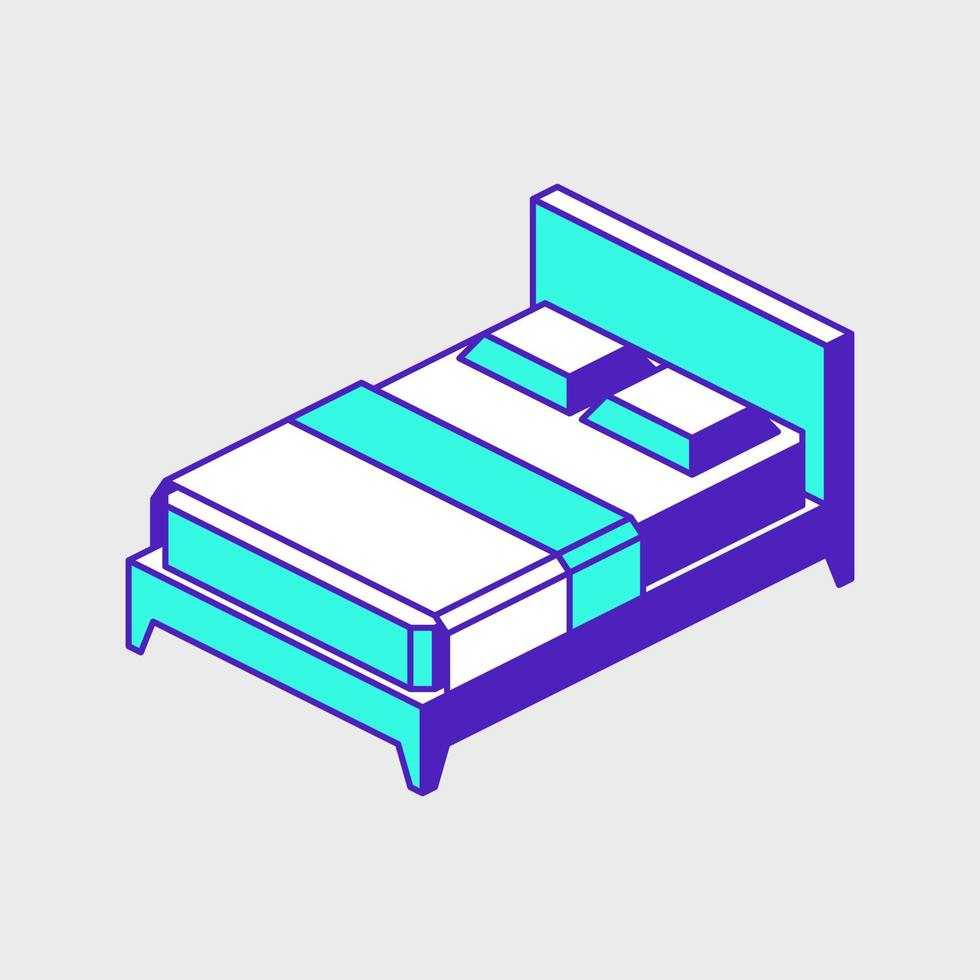 Bed isometric vector icon illustration