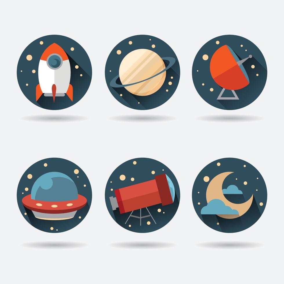 Flat Space Icons. Vector illustrator EPS 10