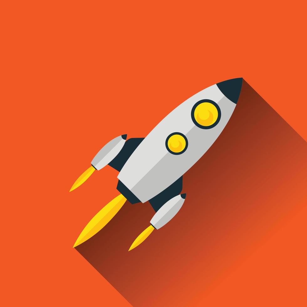 Cartoon flat rocket with flame. Vector illustrator EPS 10
