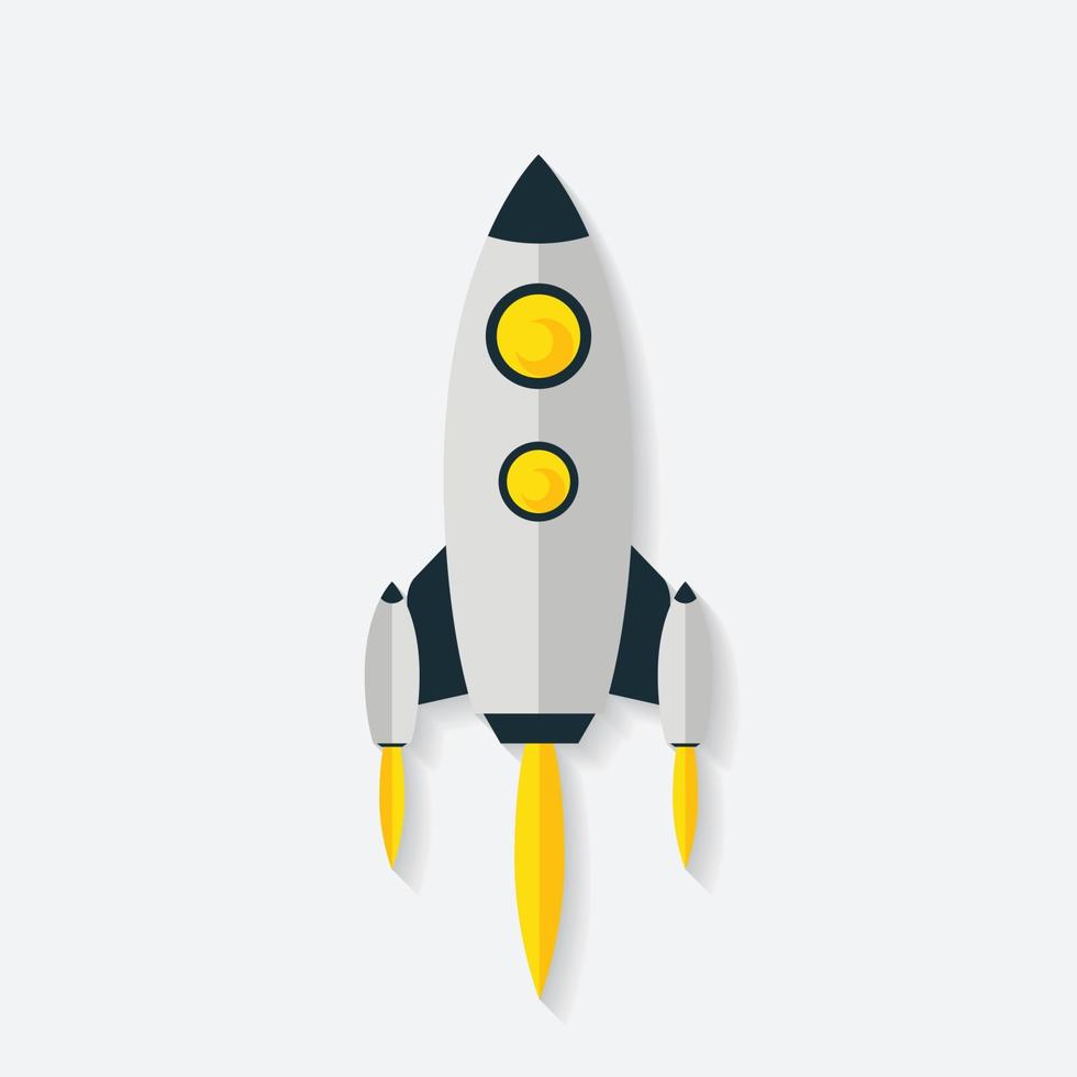 Cartoon flat rocket with flame. Vector illustrator EPS 10