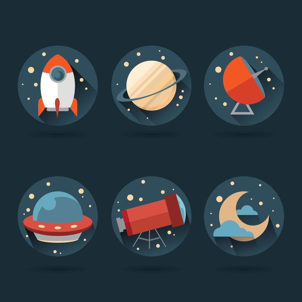 Flat Space Icons. Vector illustrator EPS 10