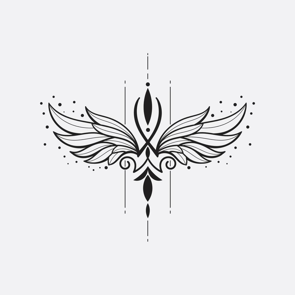 outlines art  bird wings with geometric lines Vector