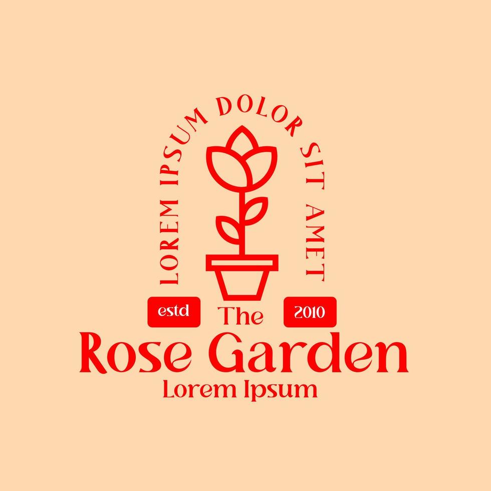 logotipo de rosa roja. logotipo de rosa delineado. logotipo de jardín de rosas vector