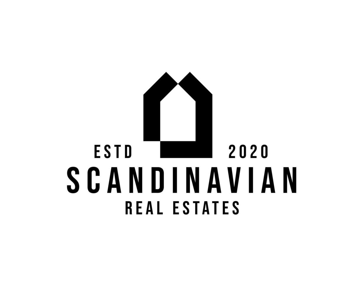 simple and clean scandinavian real estates logo. Minimal house logo vector