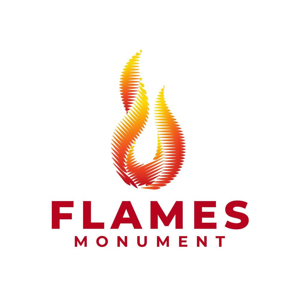 diseño de logotipo de llama de fuego de antorcha ardiente. logotipo del monumento vector