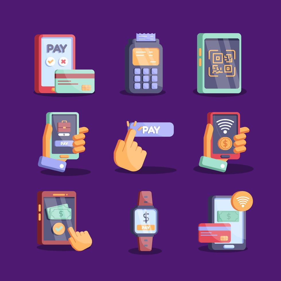 QR or Tap Payment Icon Set vector