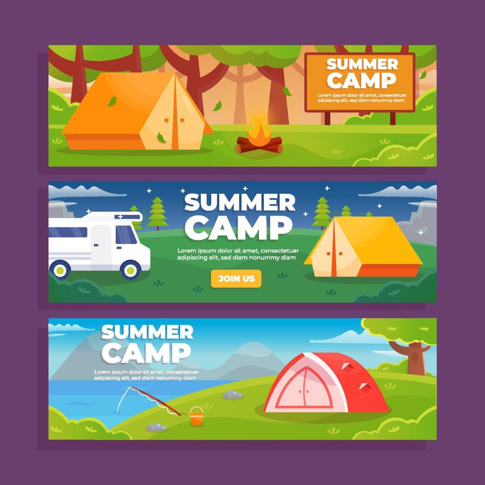 Summer Camp Forest Banner Set vector
