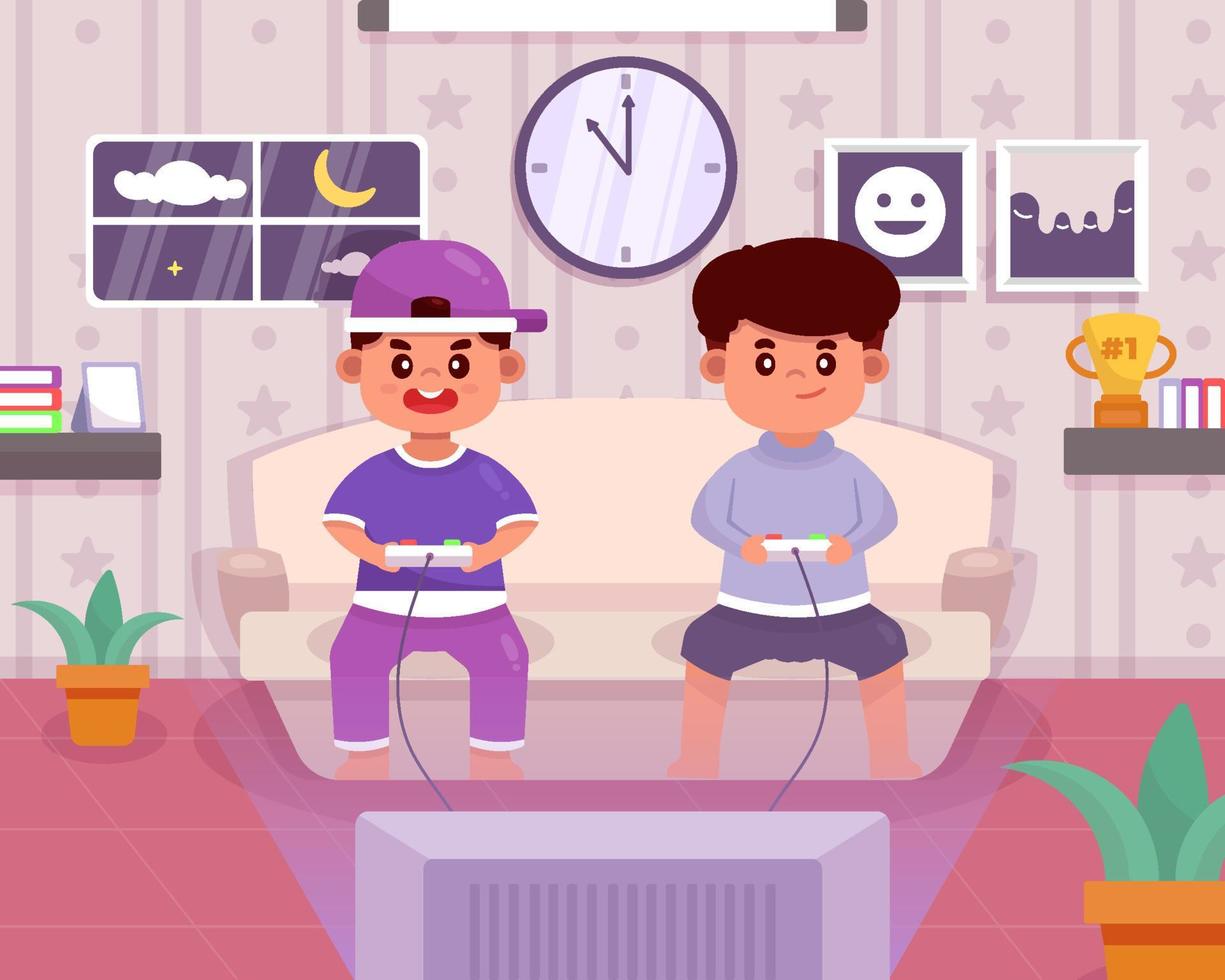 Boys Playing Games at Night vector