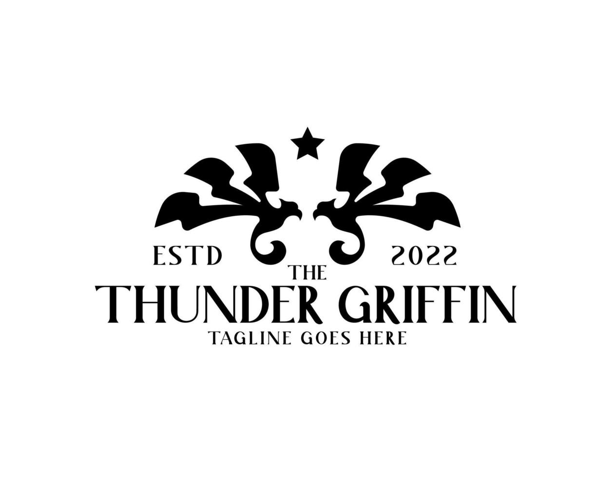 abstract thunder griffin logo vector silhouette icon