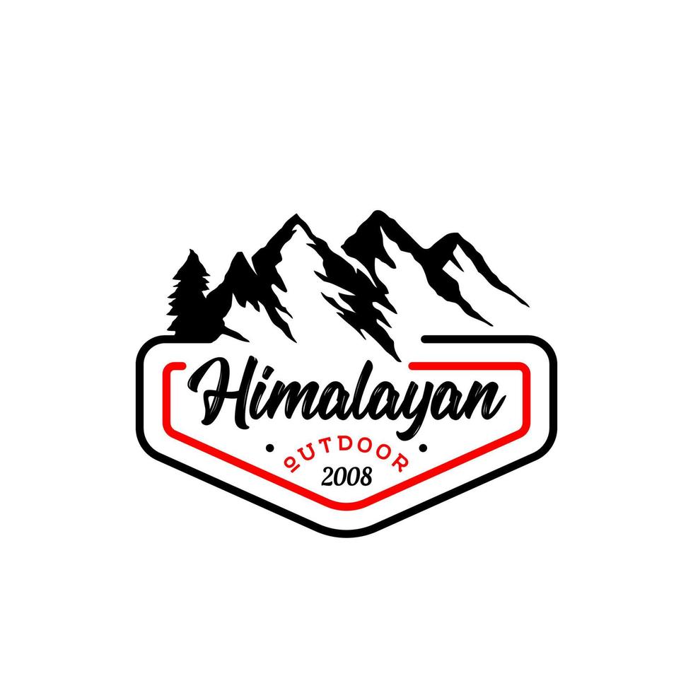 modern forest and mountains logo. Himalayan badge logo. Mountain silhouette vector