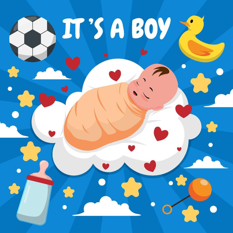 Happy Born Day with Sleeping Baby Concept vector