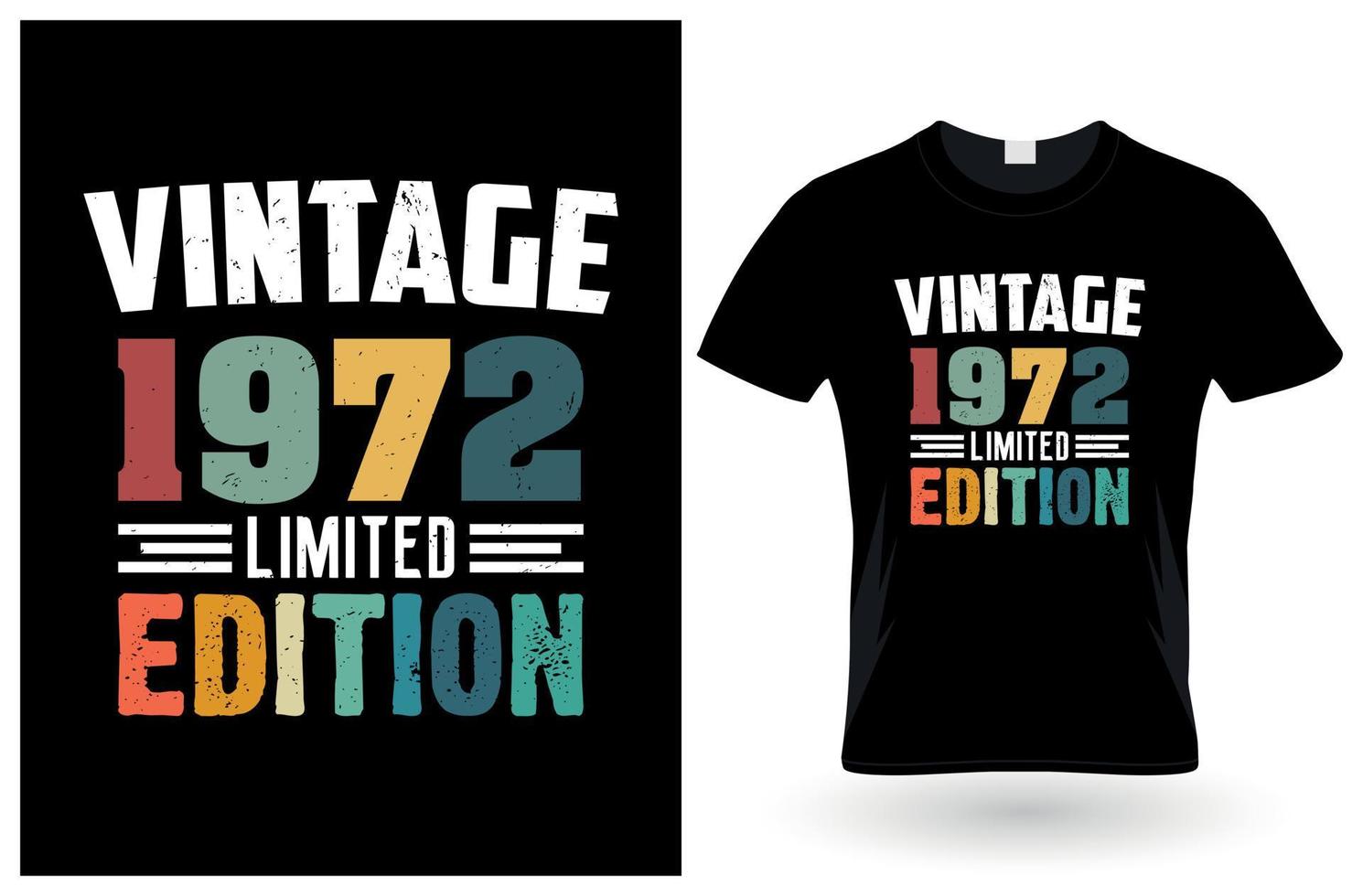 diseño de camiseta vintage de edición limitada de 1972 vector