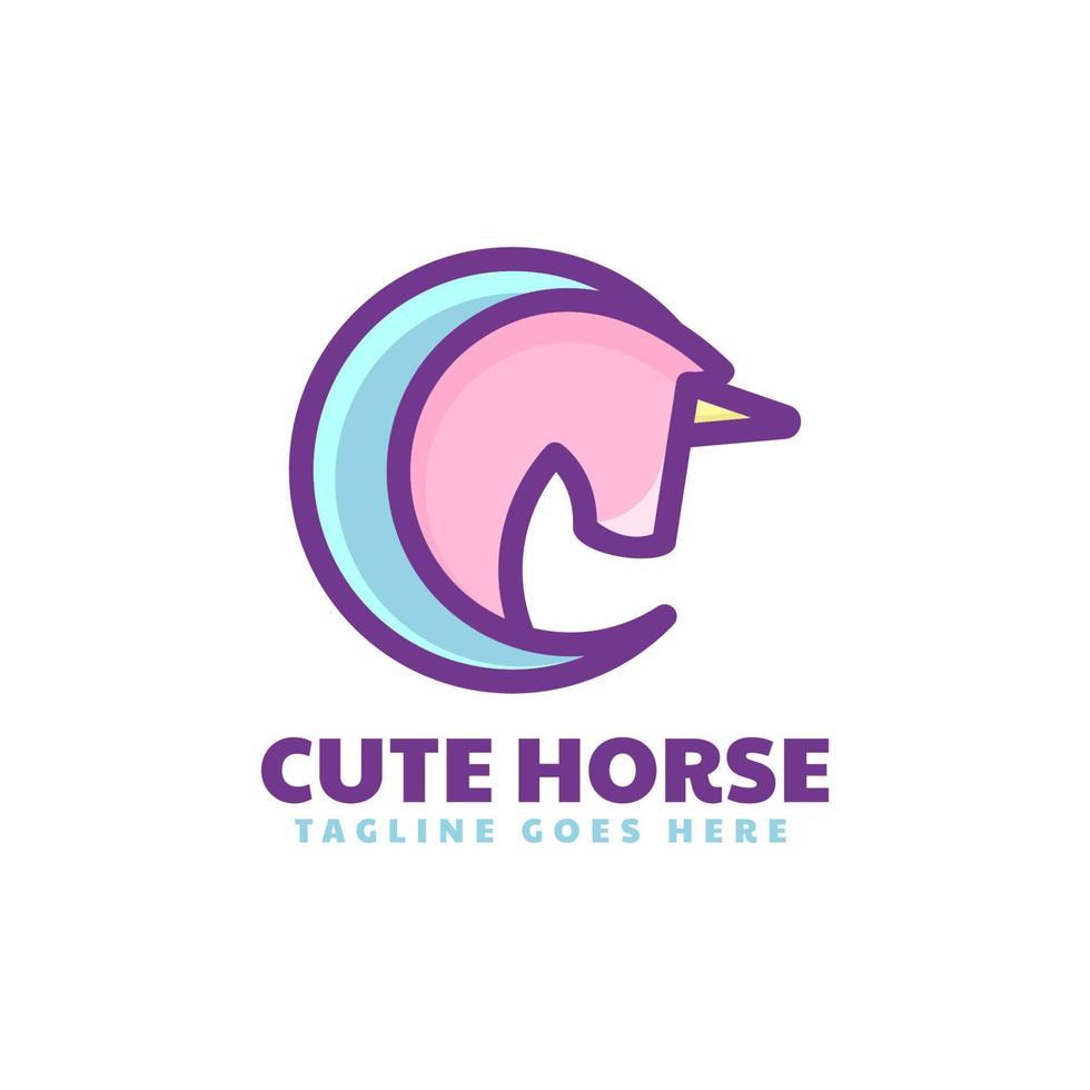 lindo logo de caballo, estilo de mascota simple vector