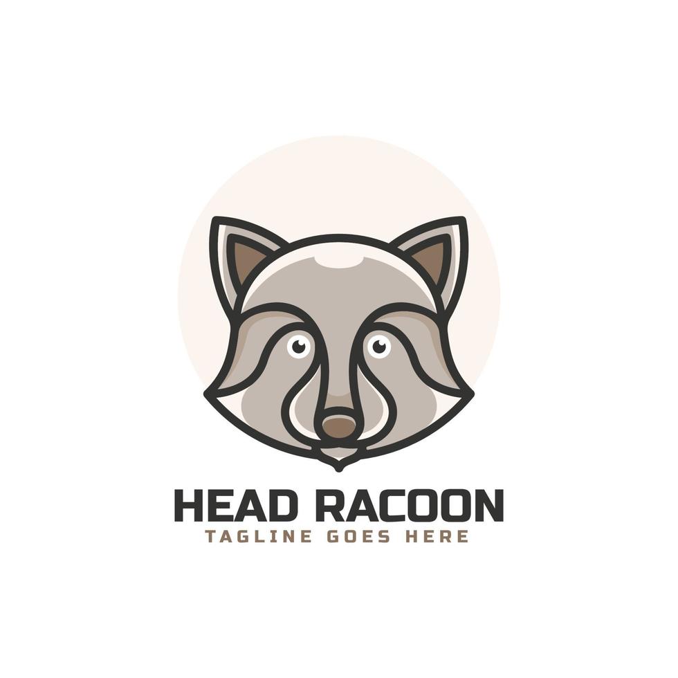 Head racoon logo, simple mascot style vector