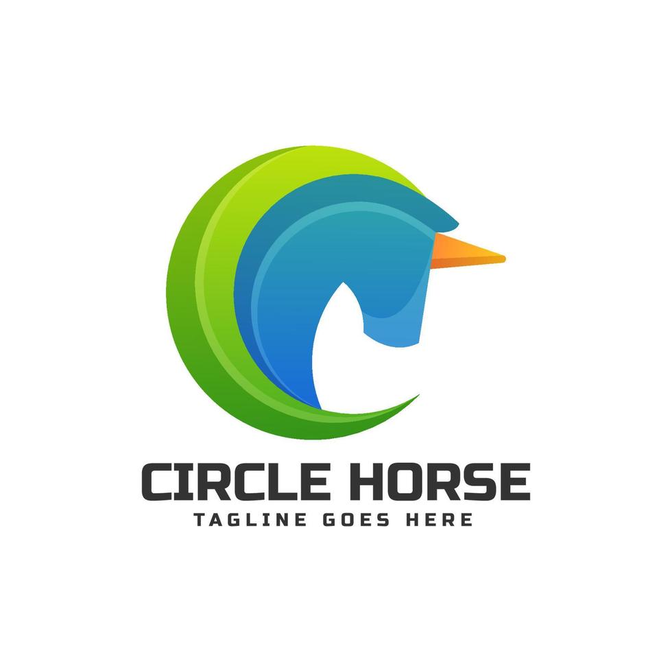 logotipo de caballo circular, estilo colorido degradado vector