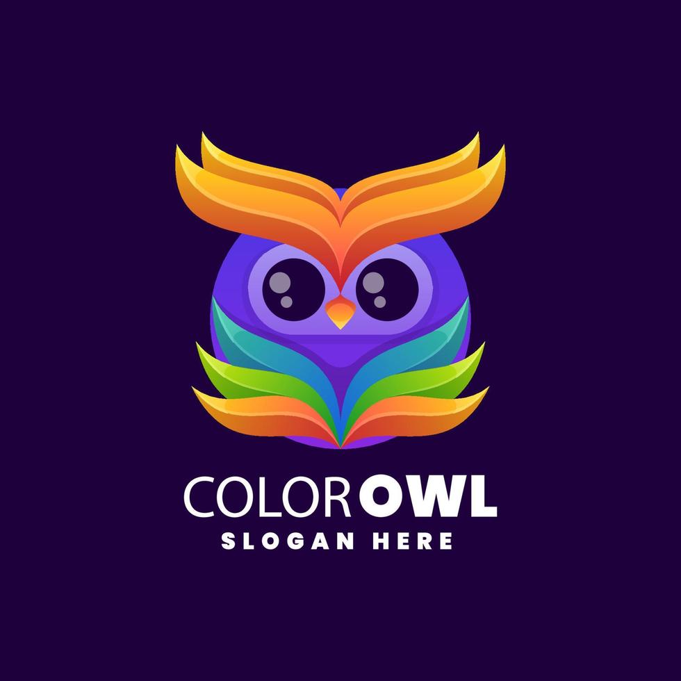 Colorowl logo, gradient colorfull style vector