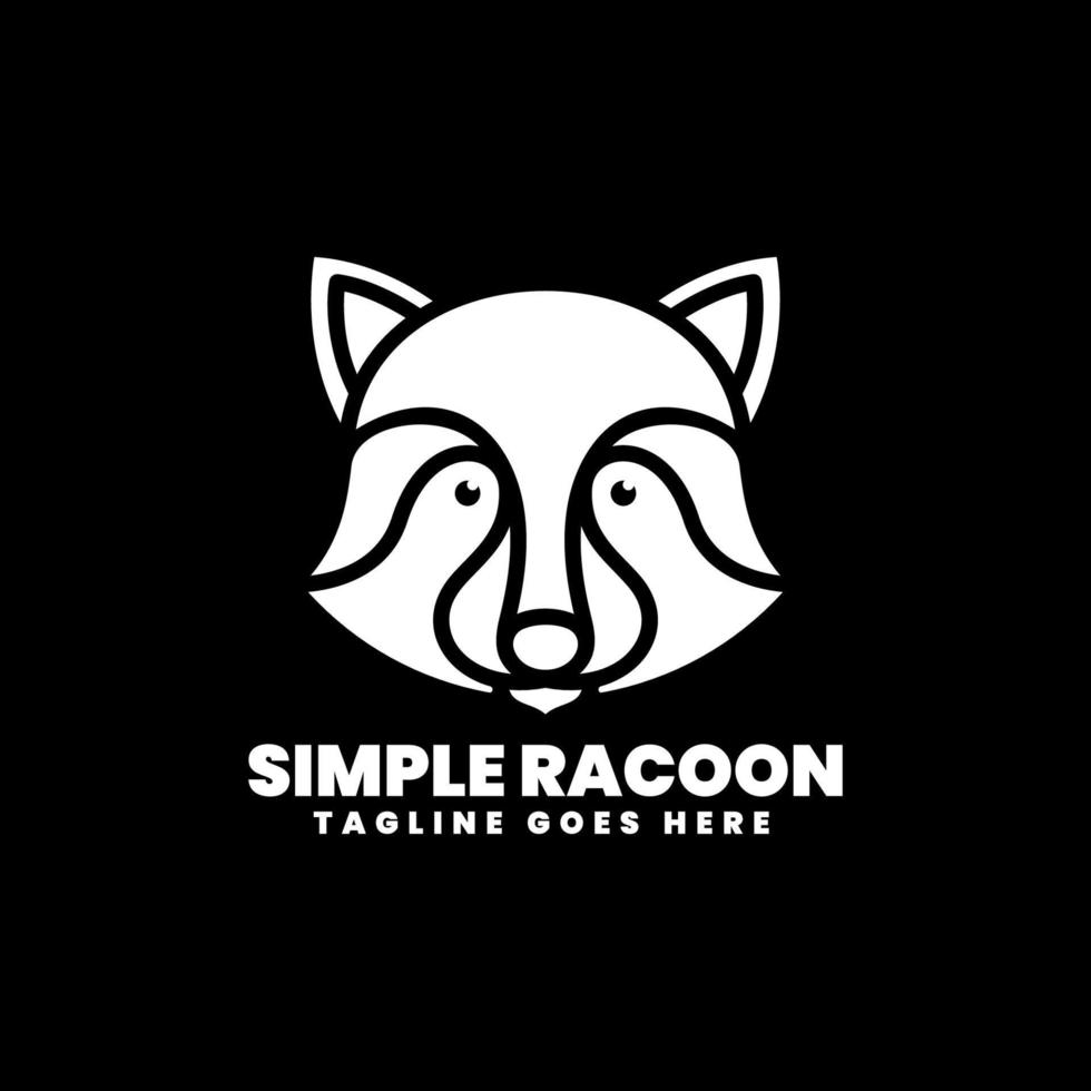 logotipo de mapache simple, estilo de silueta vector
