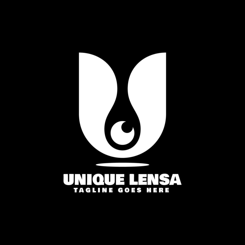 logotipo exclusivo de lensa, estilo de silueta vector