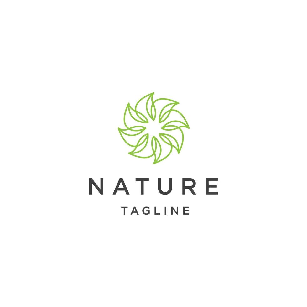 Green nature line logo design template vector