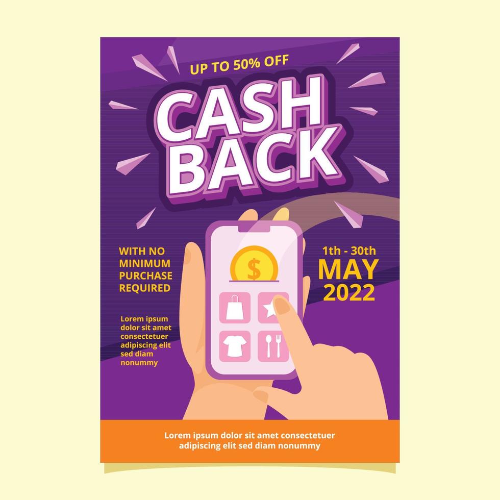 Cash Back Promotion Sale Template Poster vector