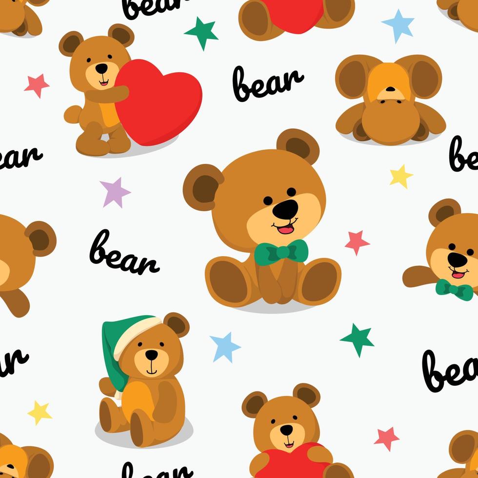 Teddy Bear Seamless Pattern Background vector